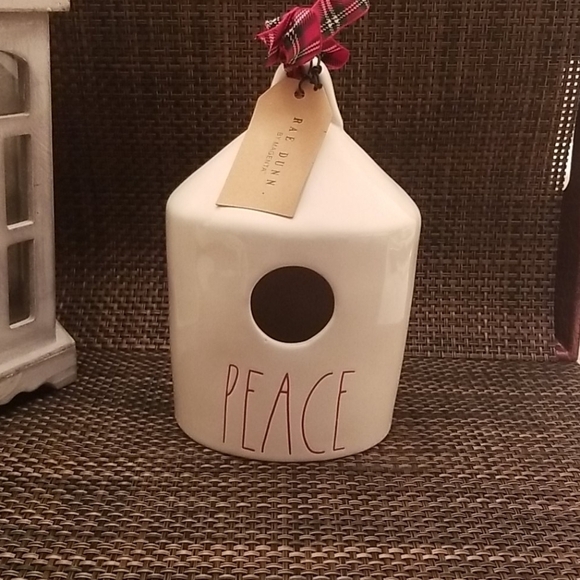 Rae Dunn "Peace" Round Birdhouse. Red Letters NWT. - Picture 1 of 3